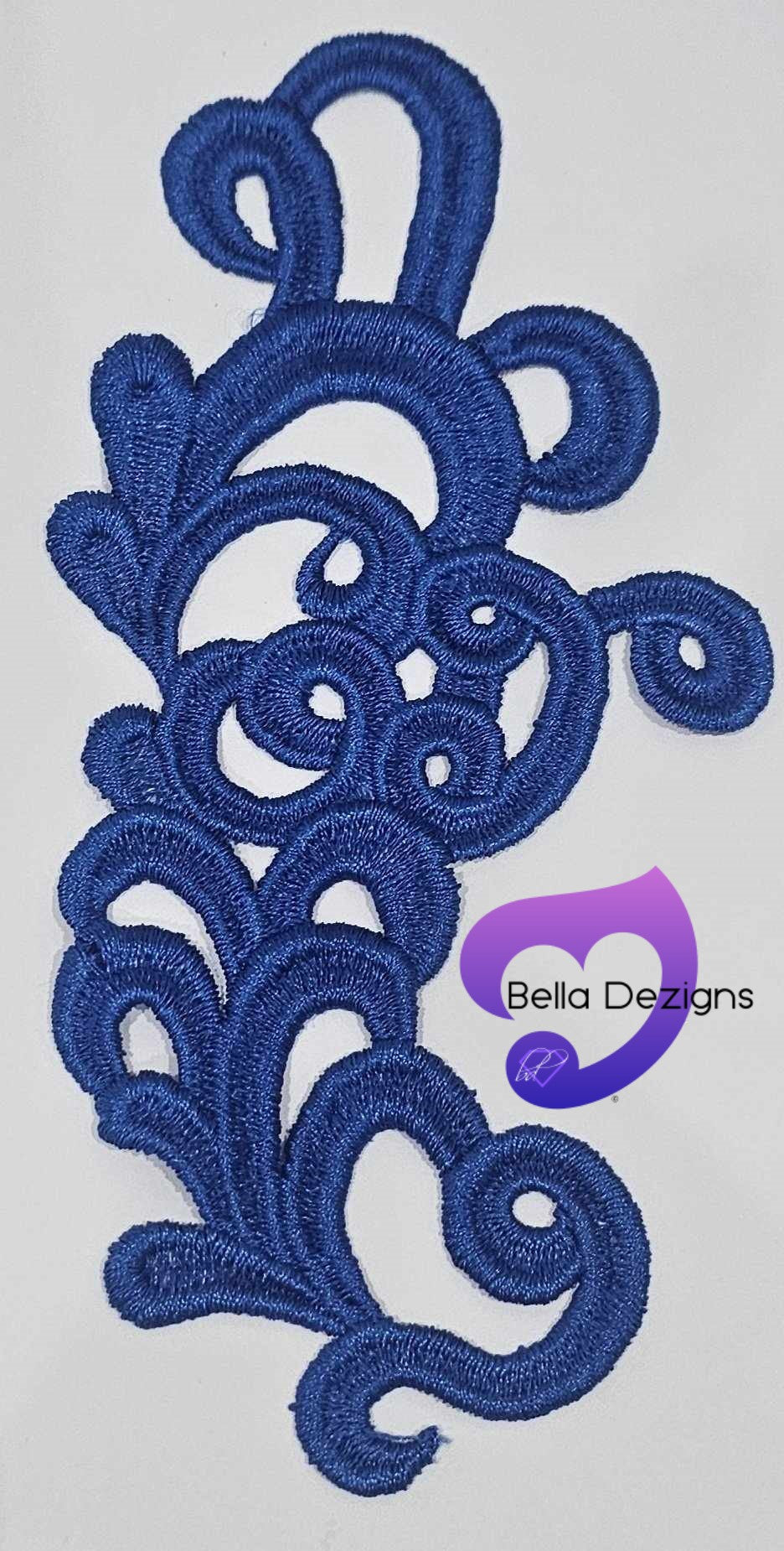ROYAL BLUE - Lace Applique Motif - Venise Lace (Funny Patches)
