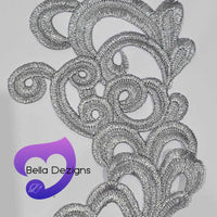 SILVER - Lace Applique Motif - Venise Lace (Funny Patches)