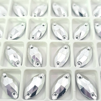 SILVER HEMITITE (HORSE EYE NAVETTE) 7mm x 15mm - Non Hotfix Flatback Crystal Rhinestones
