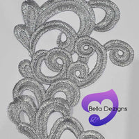 SILVER - Lace Applique Motif - Venise Lace (Funny Patches)