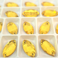 CITRINE (HORSE EYE NAVETTE) 9mm x 18mm - Non Hotfix Flatback Crystal Rhinestones