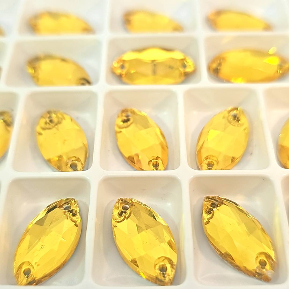 CITRINE (HORSE EYE NAVETTE) 9mm x 18mm - Non Hotfix Flatback Crystal Rhinestones