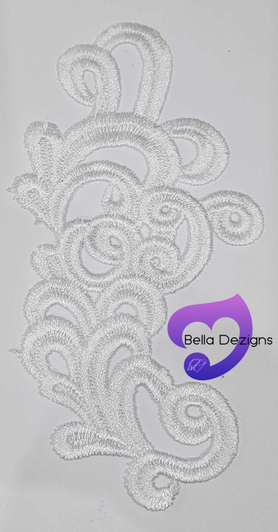 WHITE - Lace Applique Motif - Venise Lace (Funny Patches)