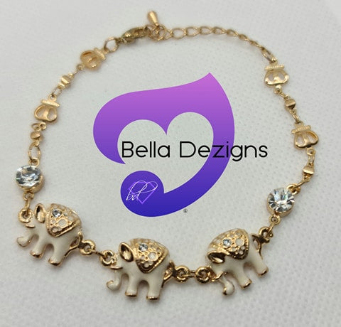 CLEARANCE 9K Yellow Gold Plated Elephant Bracelet Bella Dezigns