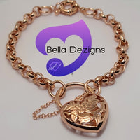 CLEARANCE - 9K Rose Gold Filled Padlock Belcher Bracelet