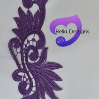 PURPLE - Lace Applique Motif - Venise Lace (Leaves)