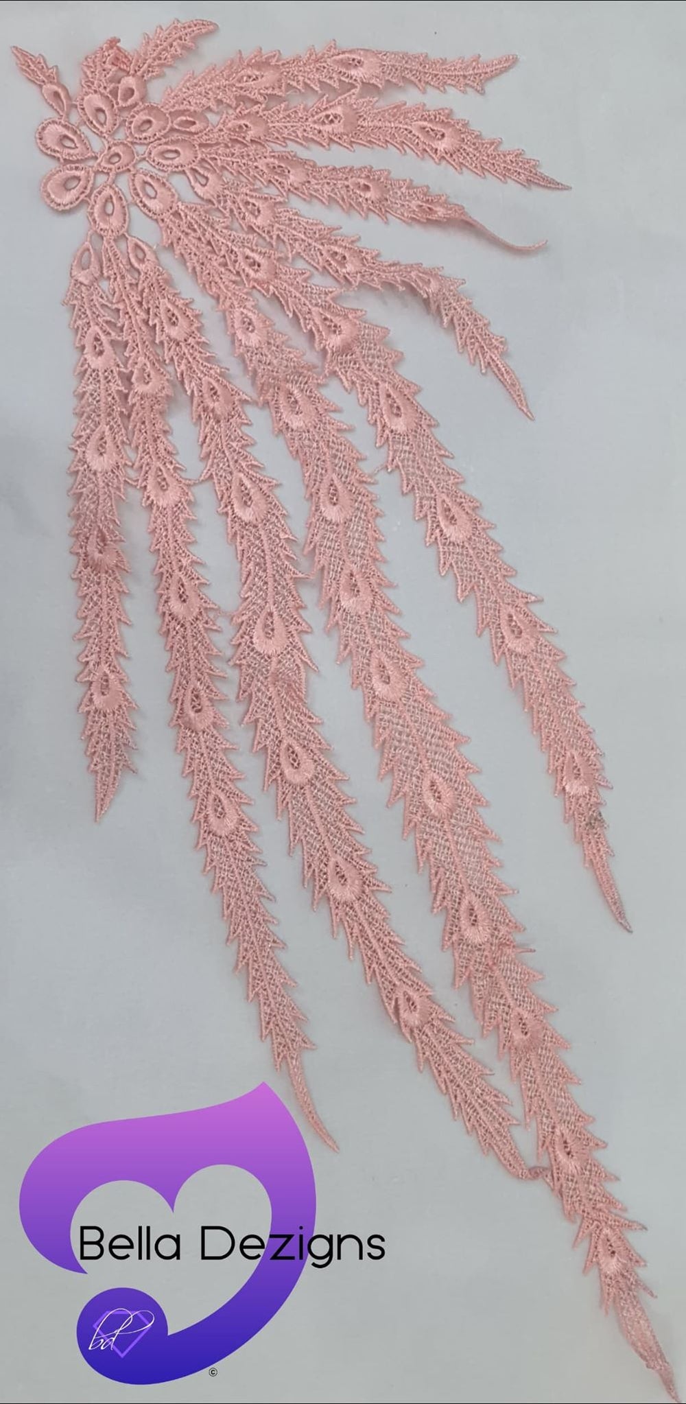 LIGHT PINK - Lace Applique Motif - Venise Lace (Peacock)