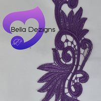 PURPLE - Lace Applique Motif - Venise Lace (Leaves)
