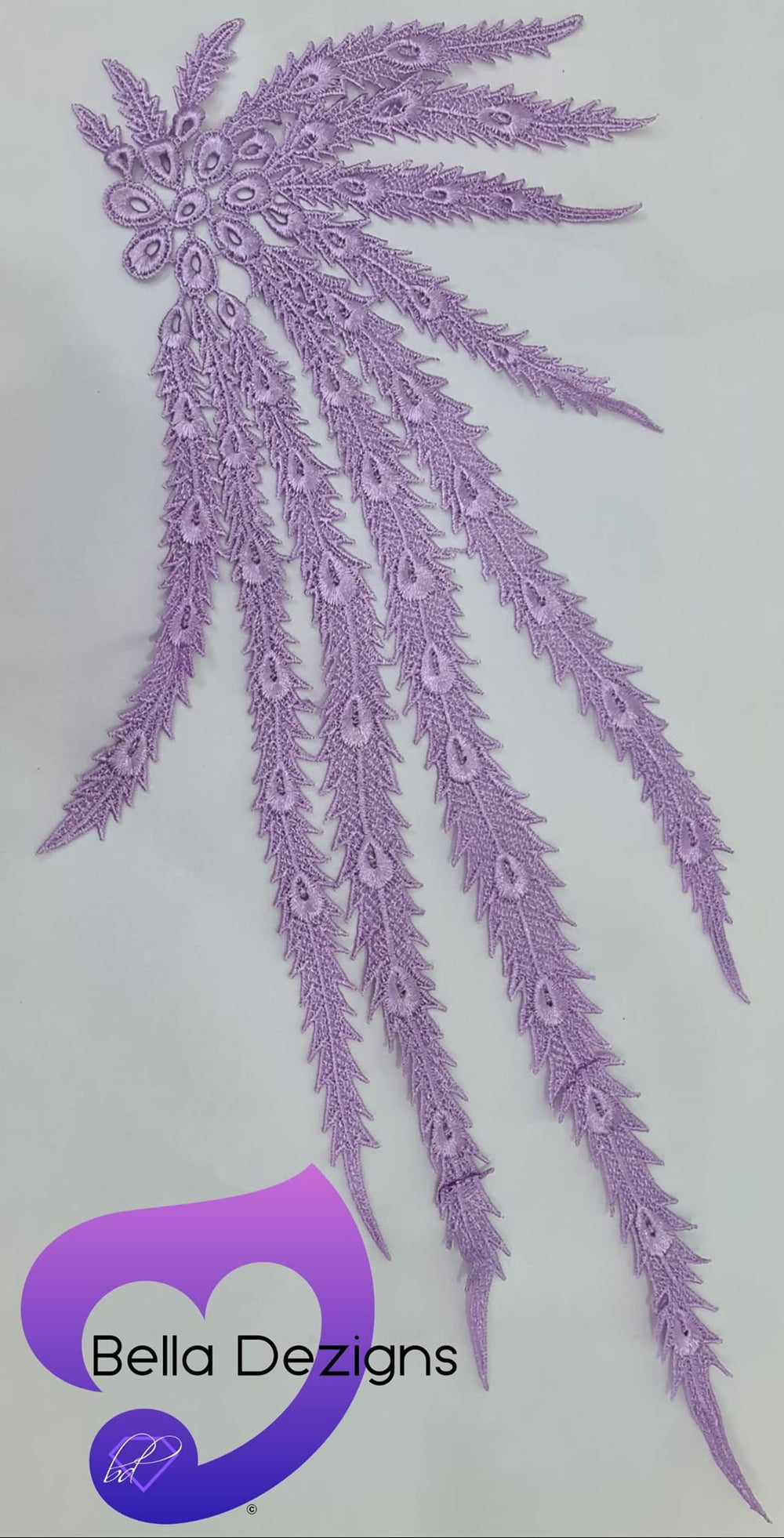 LIGHT PURPLE - Lace Applique Motif - Venise Lace (Peacock)