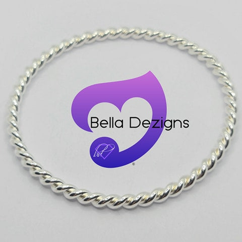 Bracelets - 925 Sterling Silver Plated Twist Bangle