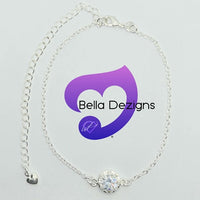 Anklets - 925 Sterling Silver Plated Diamante Anklet