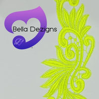 FLUORO YELLOW - Lace Applique Motif - Venise Lace (Leaves)