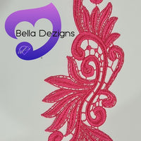 HOT PINK - Lace Applique Motif - Venise Lace (Leaves)