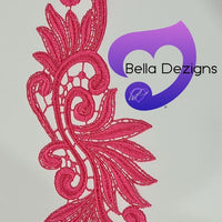 HOT PINK - Lace Applique Motif - Venise Lace (Leaves)