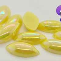 YELLOW AB - 15x7mm Horse Eye Jelly Flatback Pearl