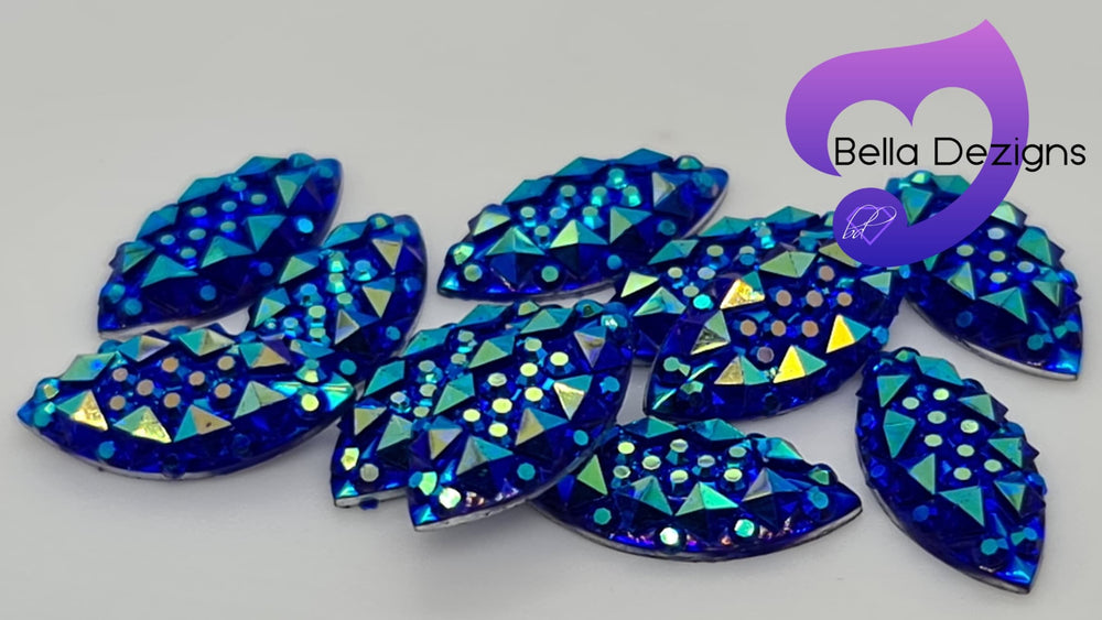 SAPPHIRE AB - 15x7mm Horse Eye Flatback Gem Rhinestone