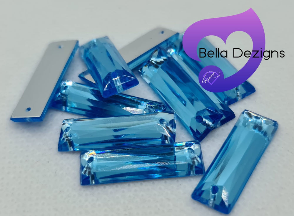 AQUAMARINE - 21x7mm Acrylic Rectangle Flatback Rhinestone