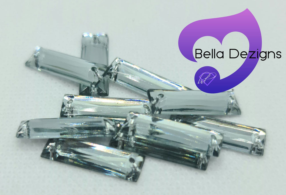 BLACK DIAMOND - 21x7mm Acrylic Rectangle Flatback Rhinestone