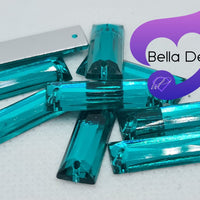 GREEN ZIRCON - 21x7mm Acrylic Rectangle Flatback Rhinestone