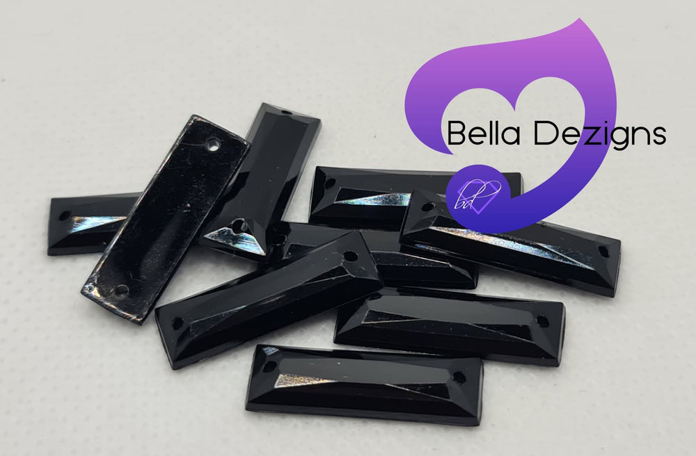 JET BLACK - 21x7mm Acrylic Rectangle Flatback Rhinestone
