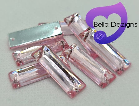 LIGHT ROSE - 21x7mm Acrylic Rectangle Flatback Rhinestone