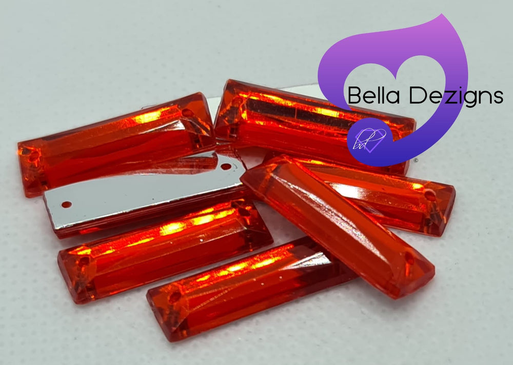 LIGHT SIAM - 21x7mm Acrylic Rectangle Flatback Rhinestone