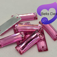 ROSE - 21x7mm Acrylic Rectangle Flatback Rhinestone