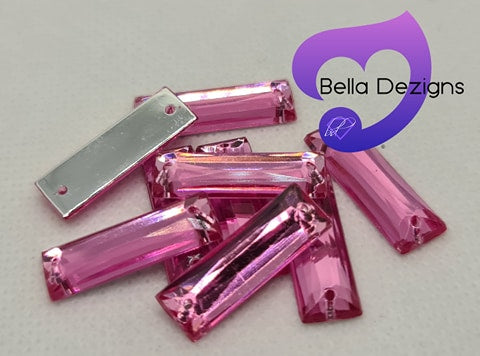 ROSE - 21x7mm Acrylic Rectangle Flatback Rhinestone