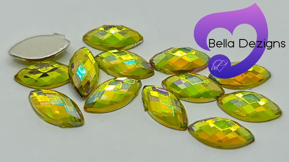 CITRINE AB - 8x4mm Acrylic Horse Eye Flatback Rhinestone