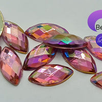 LIGHT ROSE AB - 8x4mm Acrylic Horse Eye Flatback Rhinestone