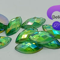 PERIDOT AB- 8x4mm Acrylic Horse Eye Flatback Rhinestone