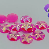 HOT PINK AB - Resin Snow Flake Flatback Crystal Rhinestones