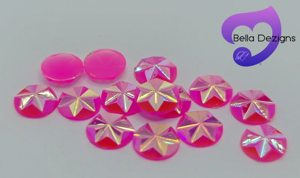 HOT PINK AB - Resin Snow Flake Flatback Crystal Rhinestones