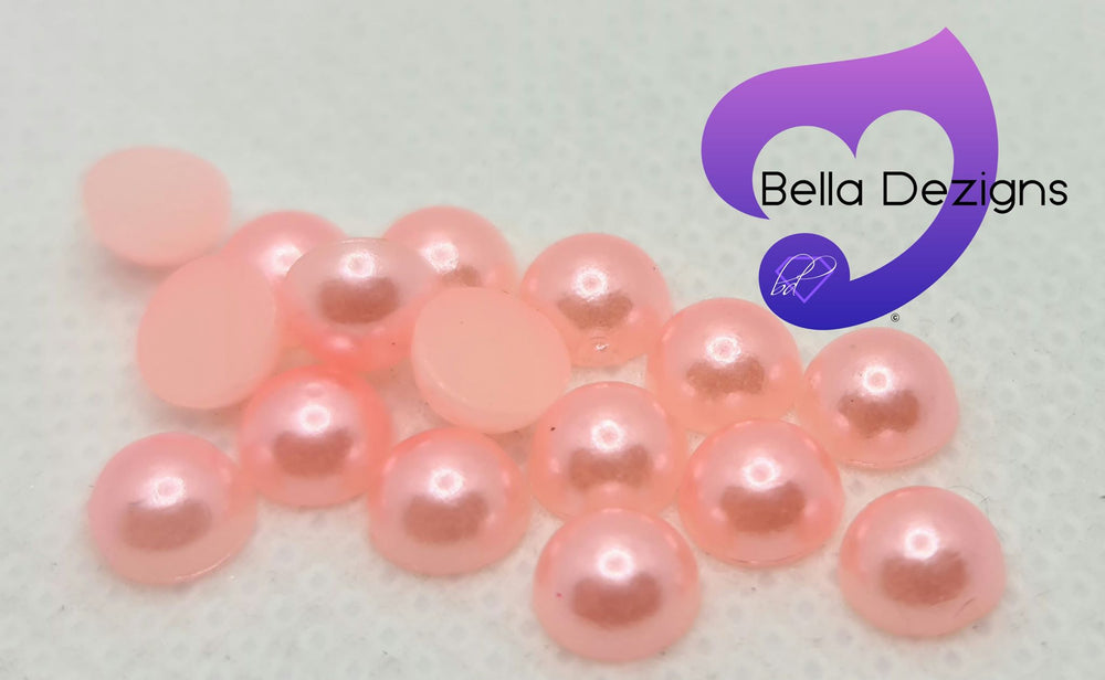 LIGHT ROSE - Acrylic Half Round Flatback Pearl (5mm or 6mm)