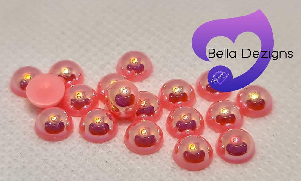 DARK PINK AB - Acrylic Half Round Flatback Pearl (6mm)