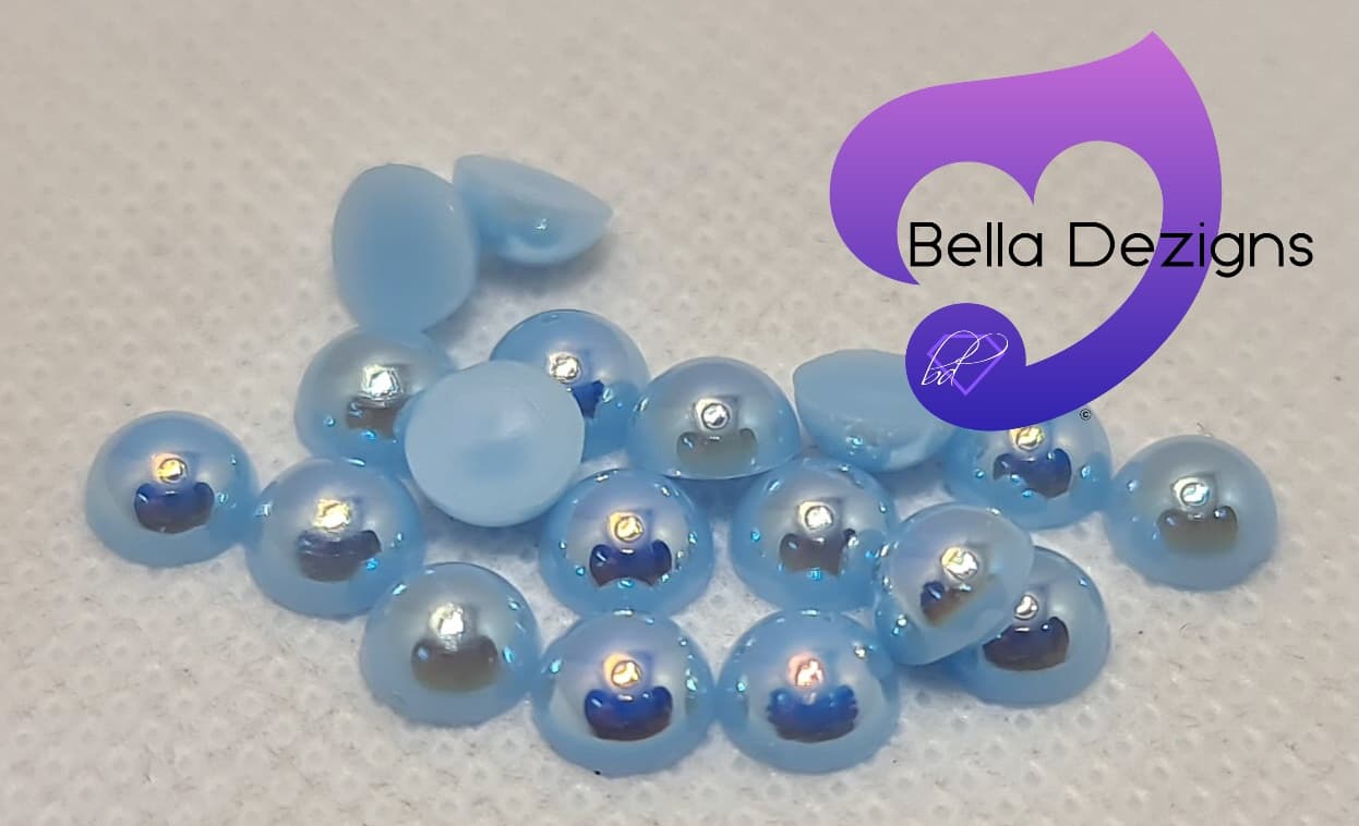 Light Blue AB Flat Back Pearls