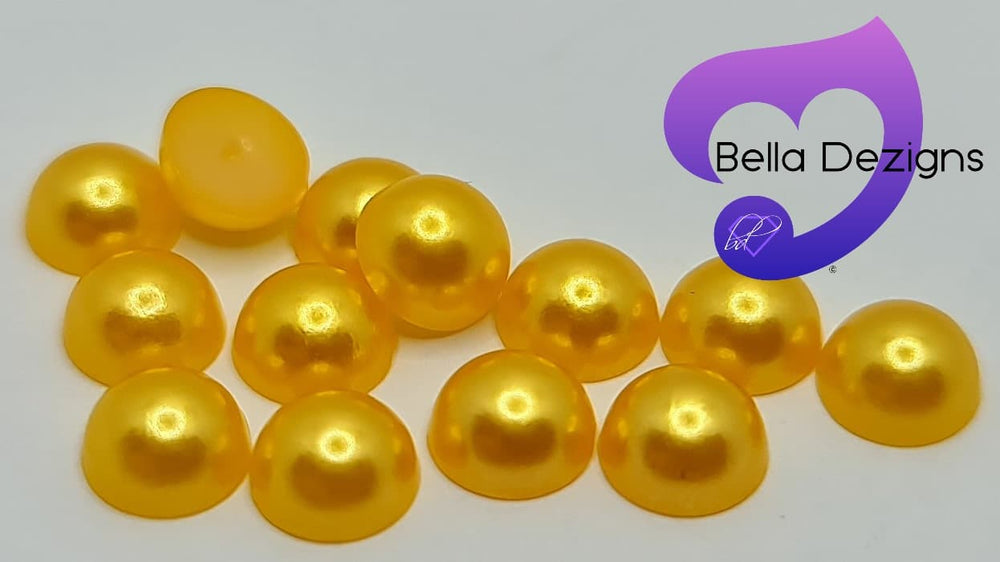 GOLDEN ORANGE - Acrylic Half Round Flatback Pearl (6mm)