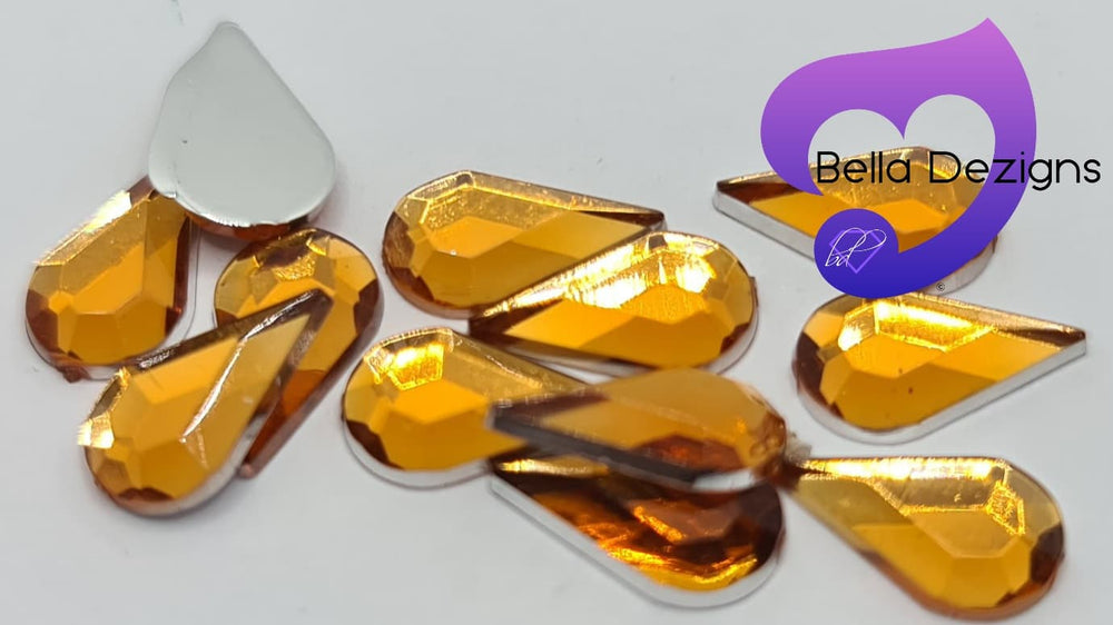 LIGHT COLORADO TOPAZ - 10x6mm Acrylic Tear Drop Flatback Rhinestone