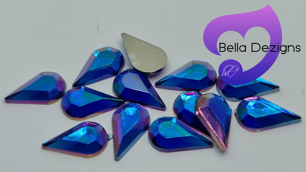 SAPPHIRE AB - 10x6mm Acrylic Tear Drop Flatback Rhinestone