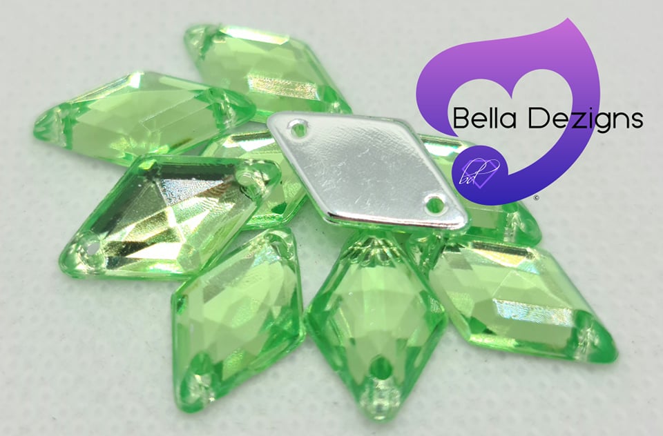 LIGHT PERIDOT - 15x9mm Acrylic Diamond Flatback Rhinestone
