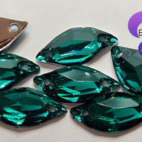 BLUE ZIRCON - 20x9mm Resin Leaf Shape Flatback Rhinestone