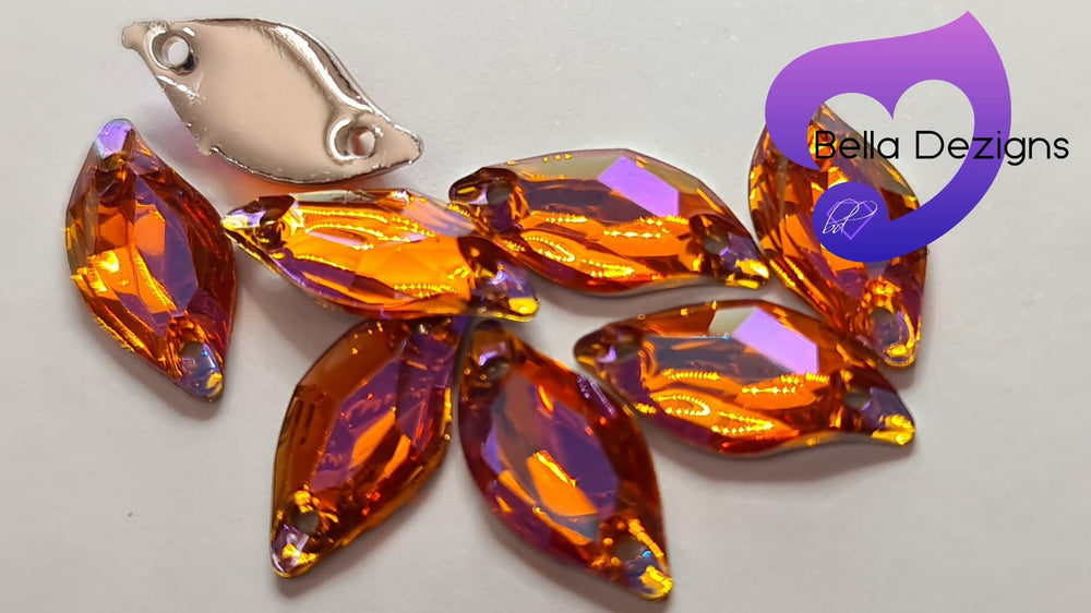 HYACINTH AB - 20x9mm Resin Leaf Shape Flatback Rhinestone