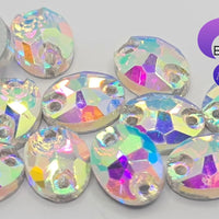 CLEAR AB (OVAL) - Non Hotfix Flatback Crystal Rhinestones