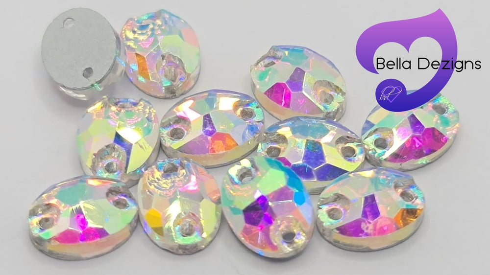 CLEAR AB (OVAL) - Non Hotfix Flatback Crystal Rhinestones