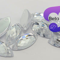 CRYSTAL CLEAR - 15x7mm Acrylic Horse Eye Flatback Rhinestone