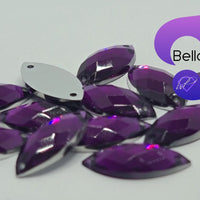 DARK AMETHYST - 15x7mm Acrylic Horse Eye Flatback Rhinestone