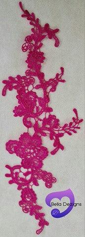 HOT PINK - Lace Applique Motif - Venise Lace (Flower)
