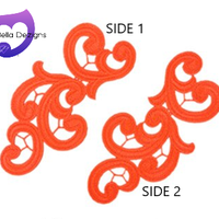 FLUORO ORANGE - Lace Applique Motif - Venise Lace (Swirls)
