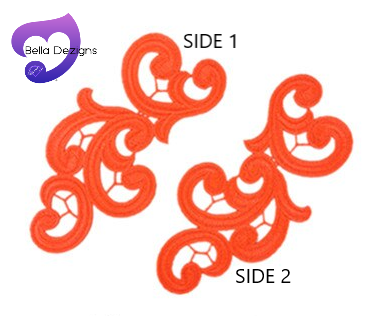 FLUORO ORANGE - Lace Applique Motif - Venise Lace (Swirls)