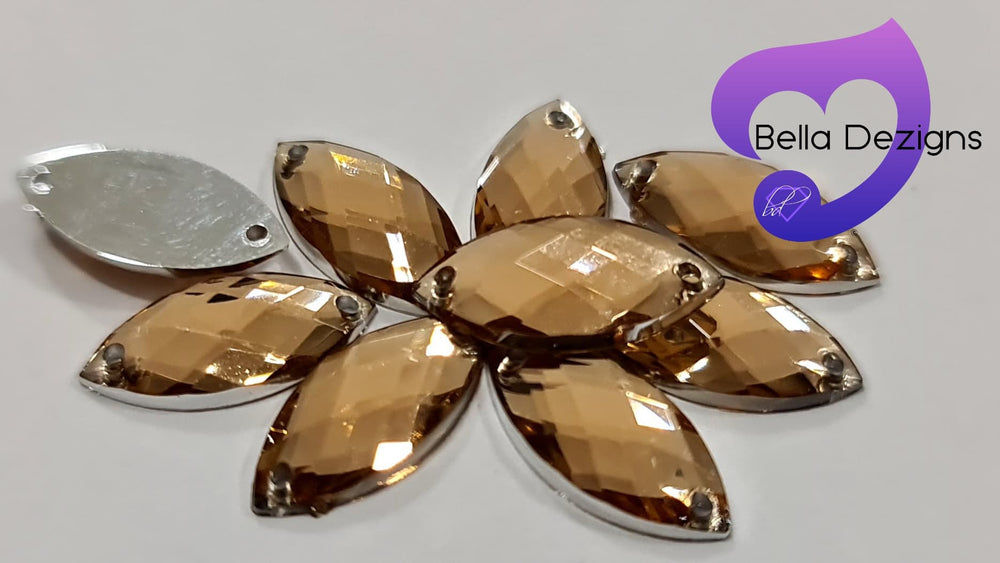 LIGHT PEACH - 15x7mm Acrylic Horse Eye Flatback Rhinestone